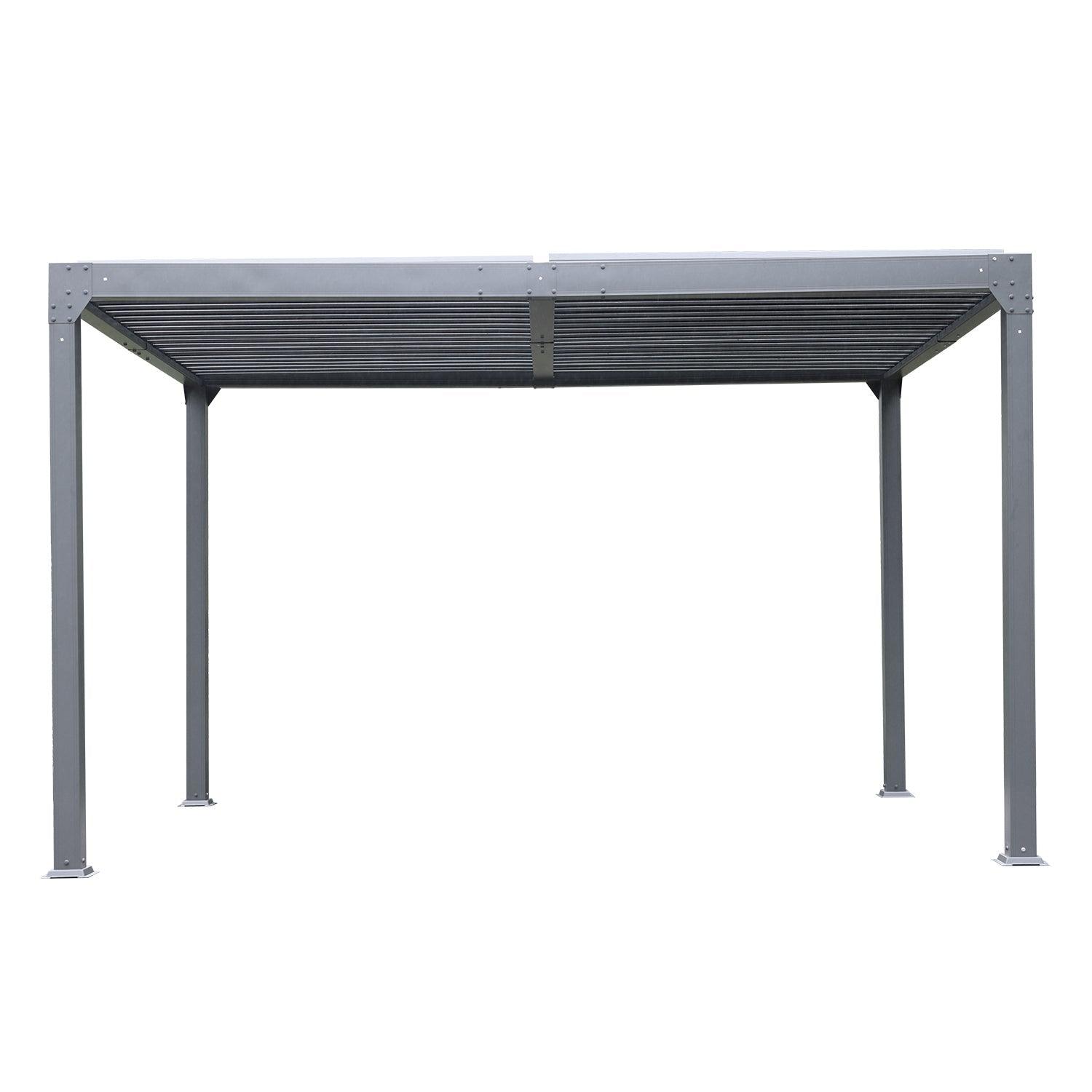 13 x 10 ft. Outdoor Aluminum Louvered Pergola, Sun Shade Shelter with 2 Adjustable Panels - Dark Gray - Aoodor